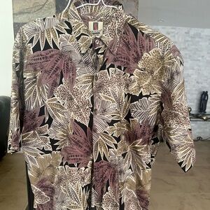 Tori Richard Honolulu M Leaves Prints Hawaiian Shirt